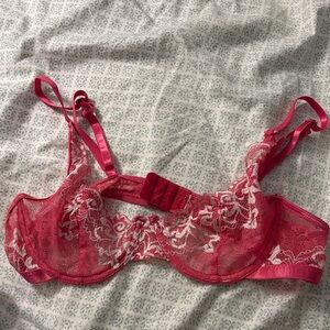 Elegant Lace Lingerie Bra - Hot Pink